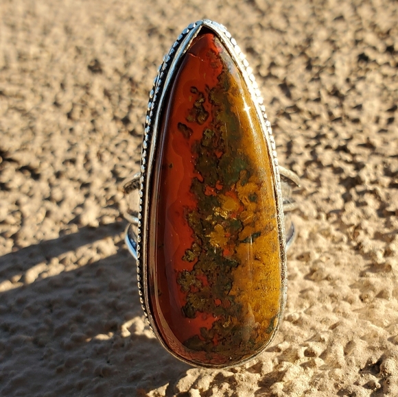 New Moroccan Seam Agate 925 Silver Ring. Size 8 - Picture 7 of 12